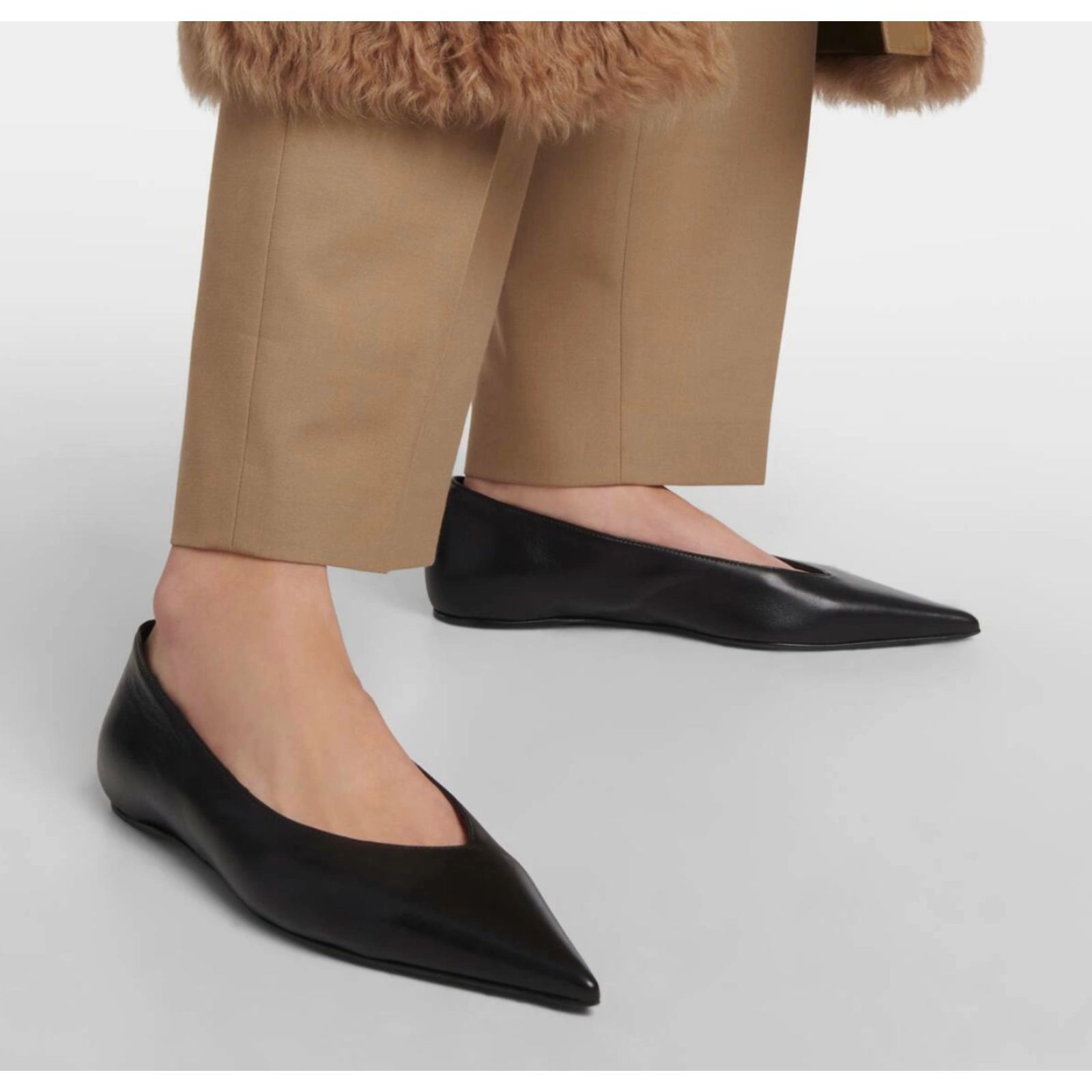 Toteme Pointy Leather Ballet Flats Black 42 (Us 12)